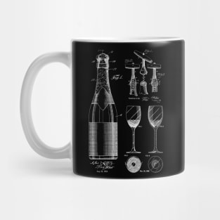 Wine Lover Patent Image, Wine Bottle, Glass and Corkscrew Mug